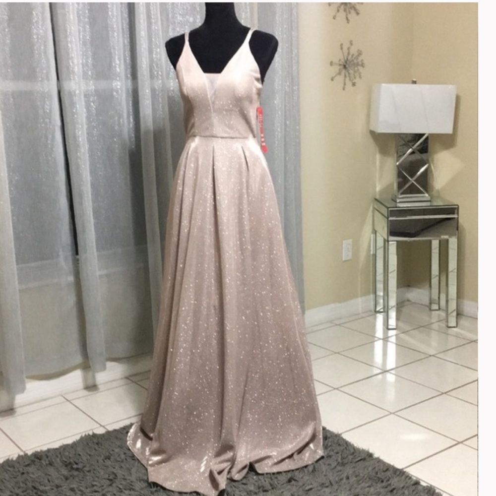 Crystal Doll rose gold prom dress